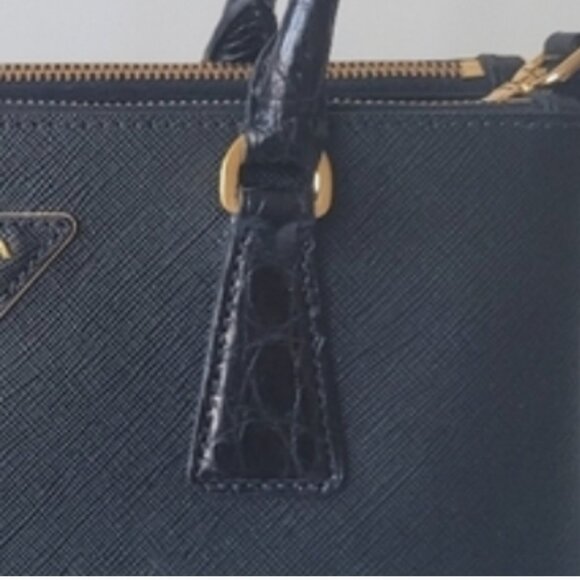 PRADA Crocodile Galleria Saffiano Leather Black Bag - Picture 6 of 16